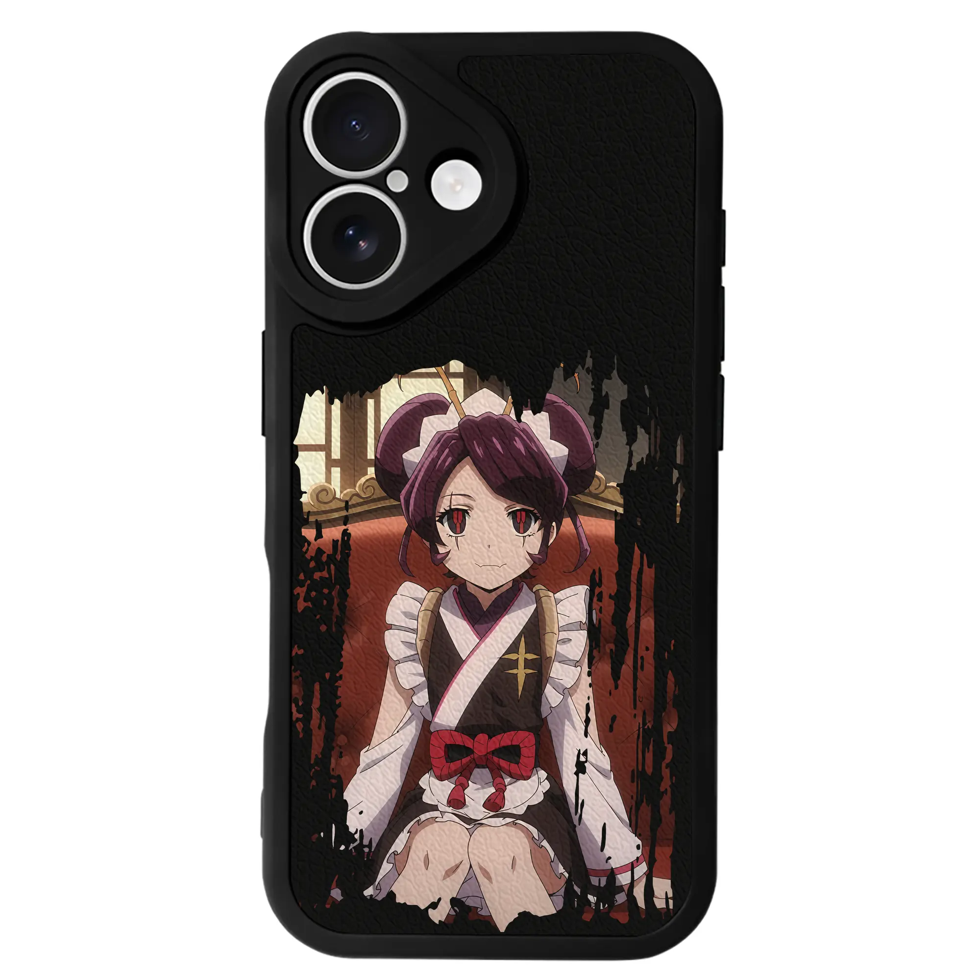 オーバーロード グッズ エントマ・ヴァシリッサ・ゼータ - IPhone 16シリーズ対応 ・ シリコンスマホケース ・ レザー調 ・ 高精度フィット ・ 耐衝撃 ・ ワイヤレス充電対応 ・ 精密カット